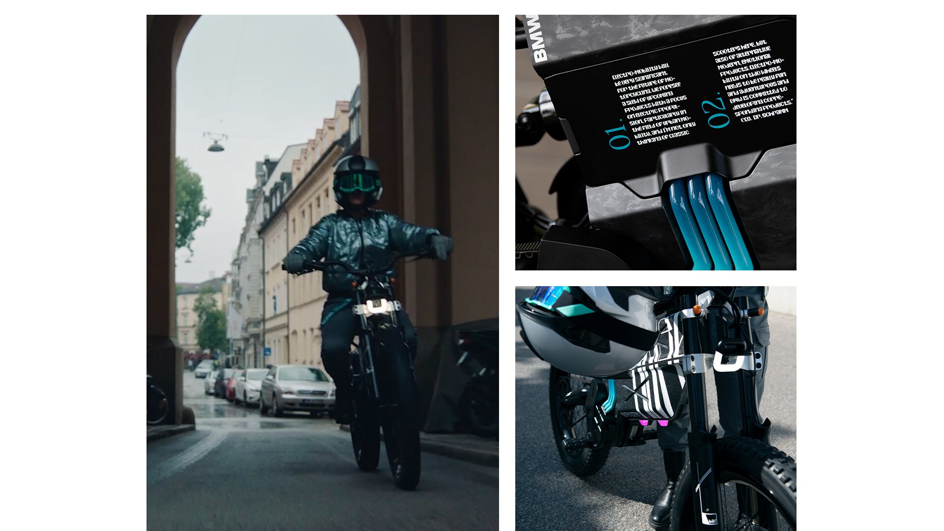 A BMW Motorrad Vision AMBY női vezetővel.
