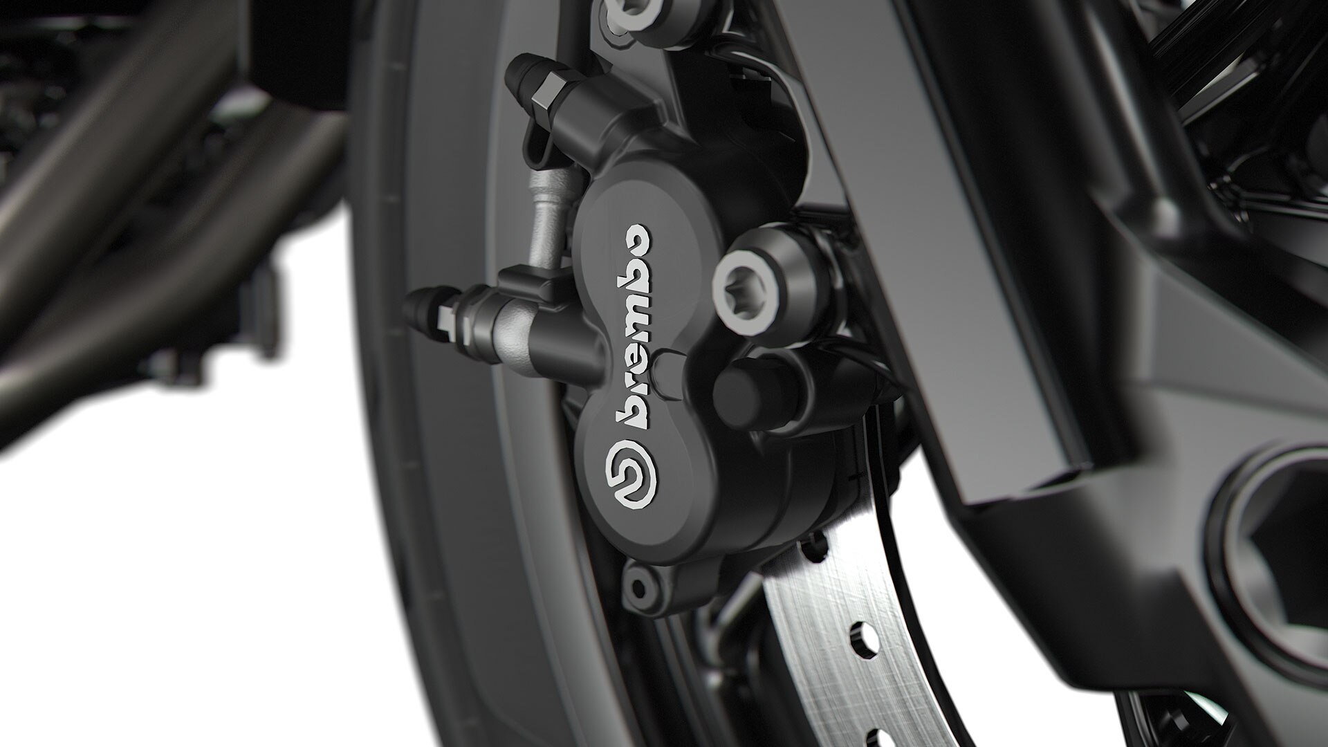 Itt látható a fekete Brembo fékrendszer.