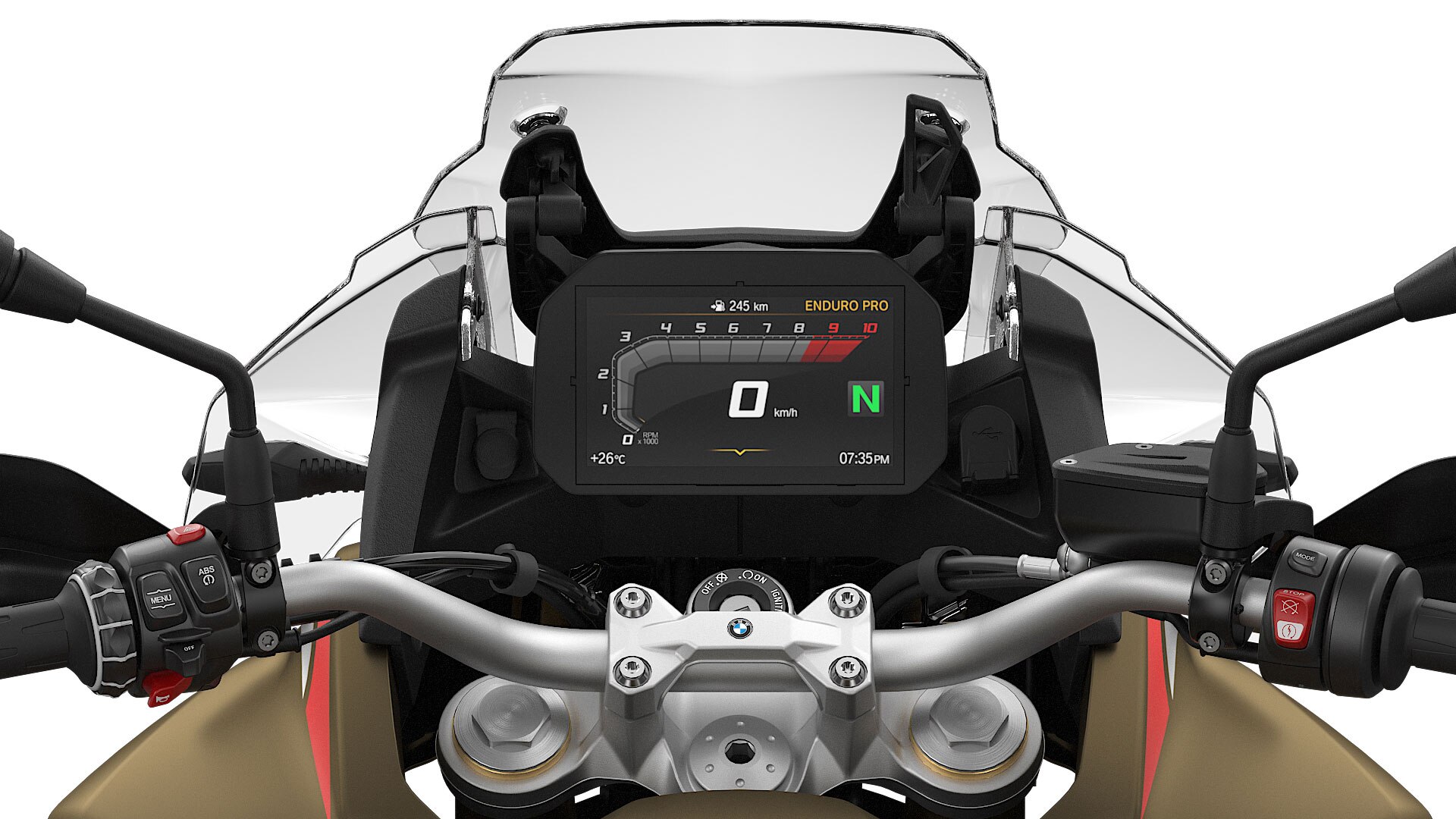 Itt az F 850 GS Adventure 6,5 hüvelykes TFT-kijelzőjét látjuk.