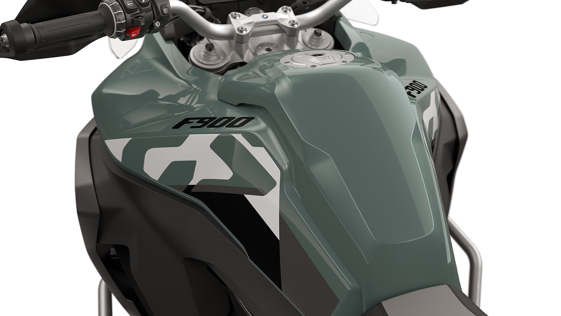 A BMW Motorrad F 900 GS Adventure motorja oldalidomai, nagyméretű 23 literes tankkal