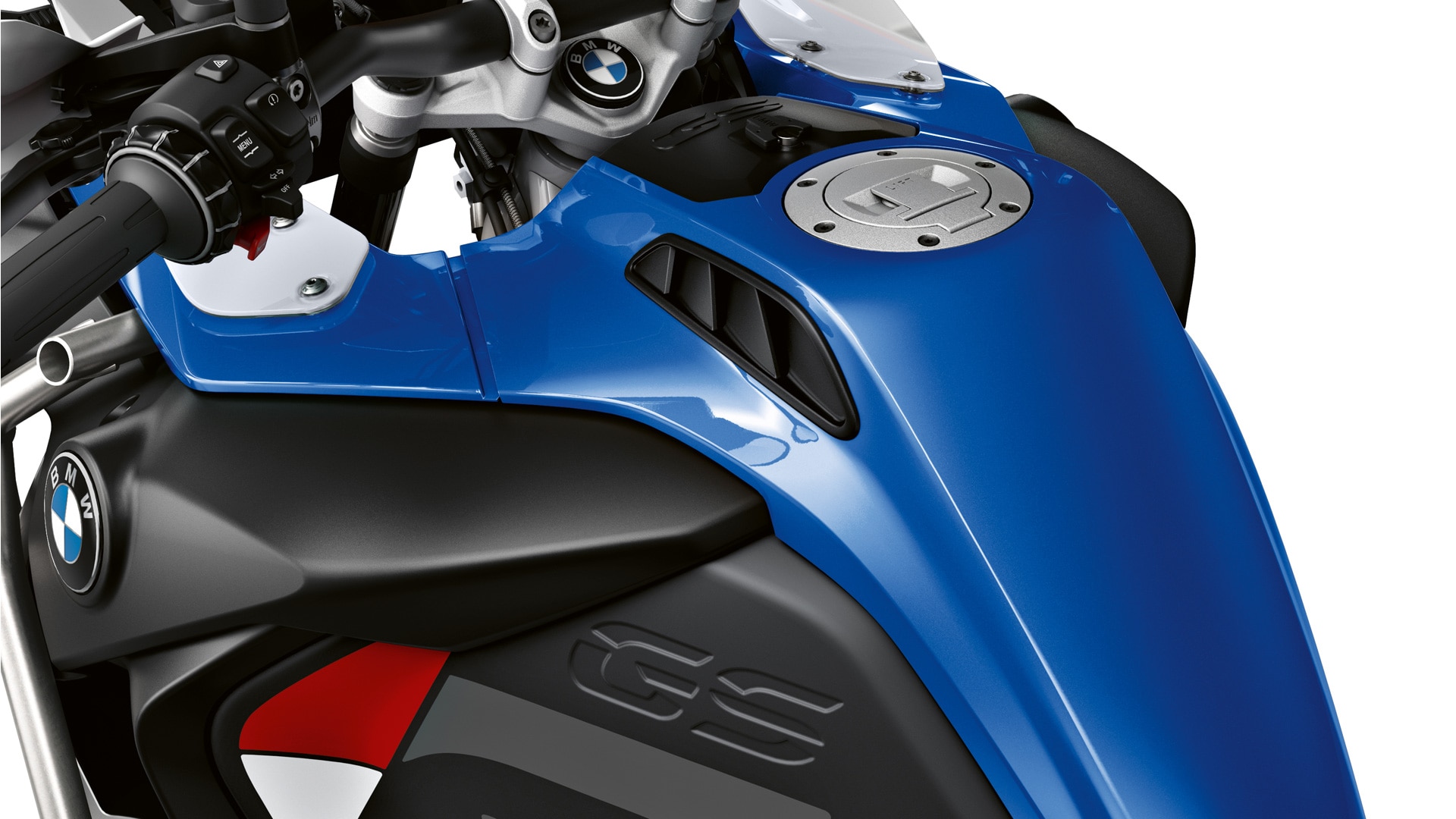 Itt az R 1250 GS Adventure 30 literes tankját látjuk.