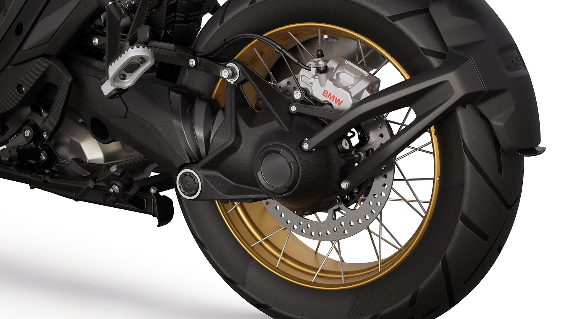 A BMW R 1300 GS Option 719 Tramuntana aranyszínű, keresztküllős kerekei