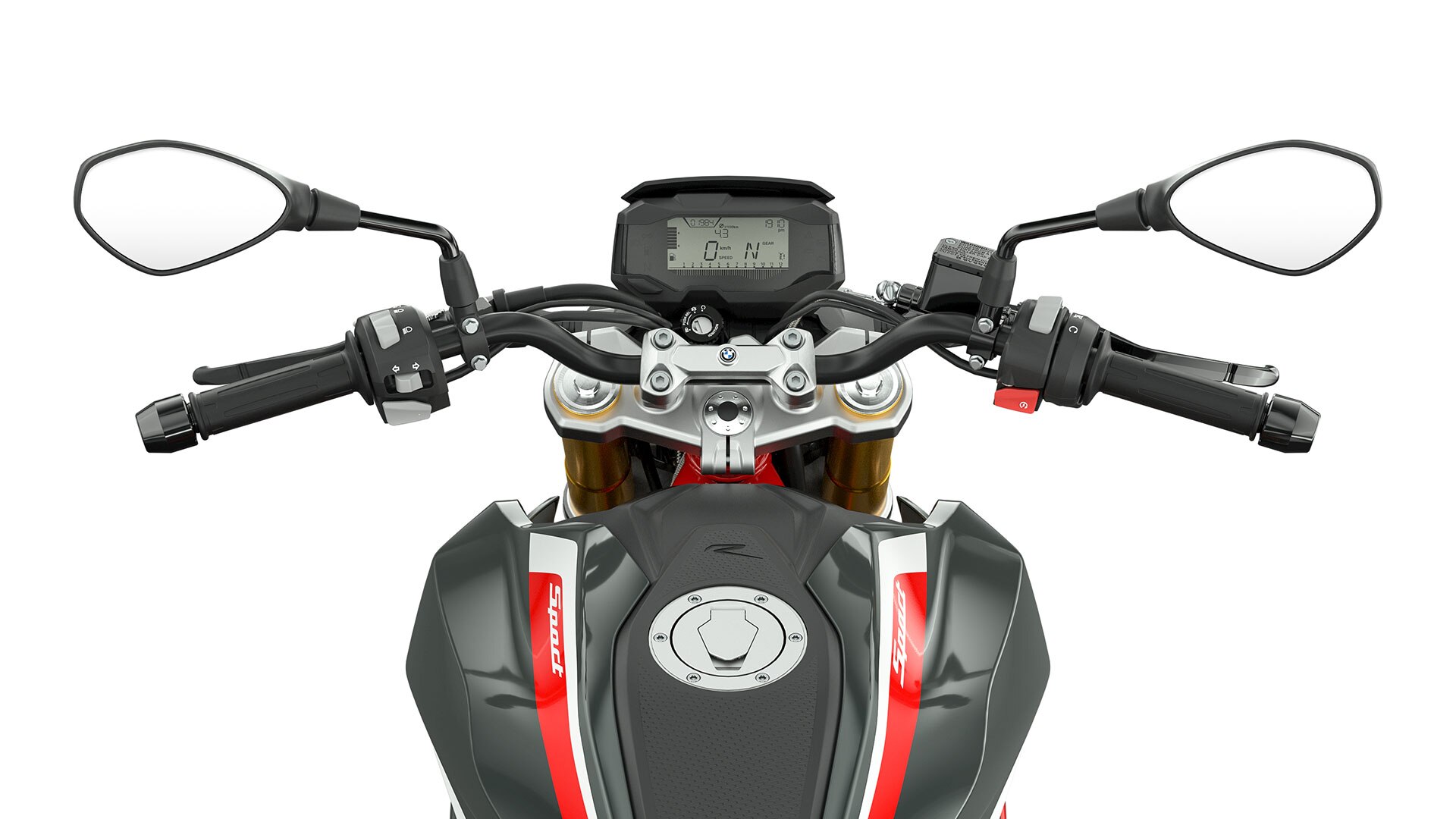A G 310 R kormányát és kezelőelemeit látjuk