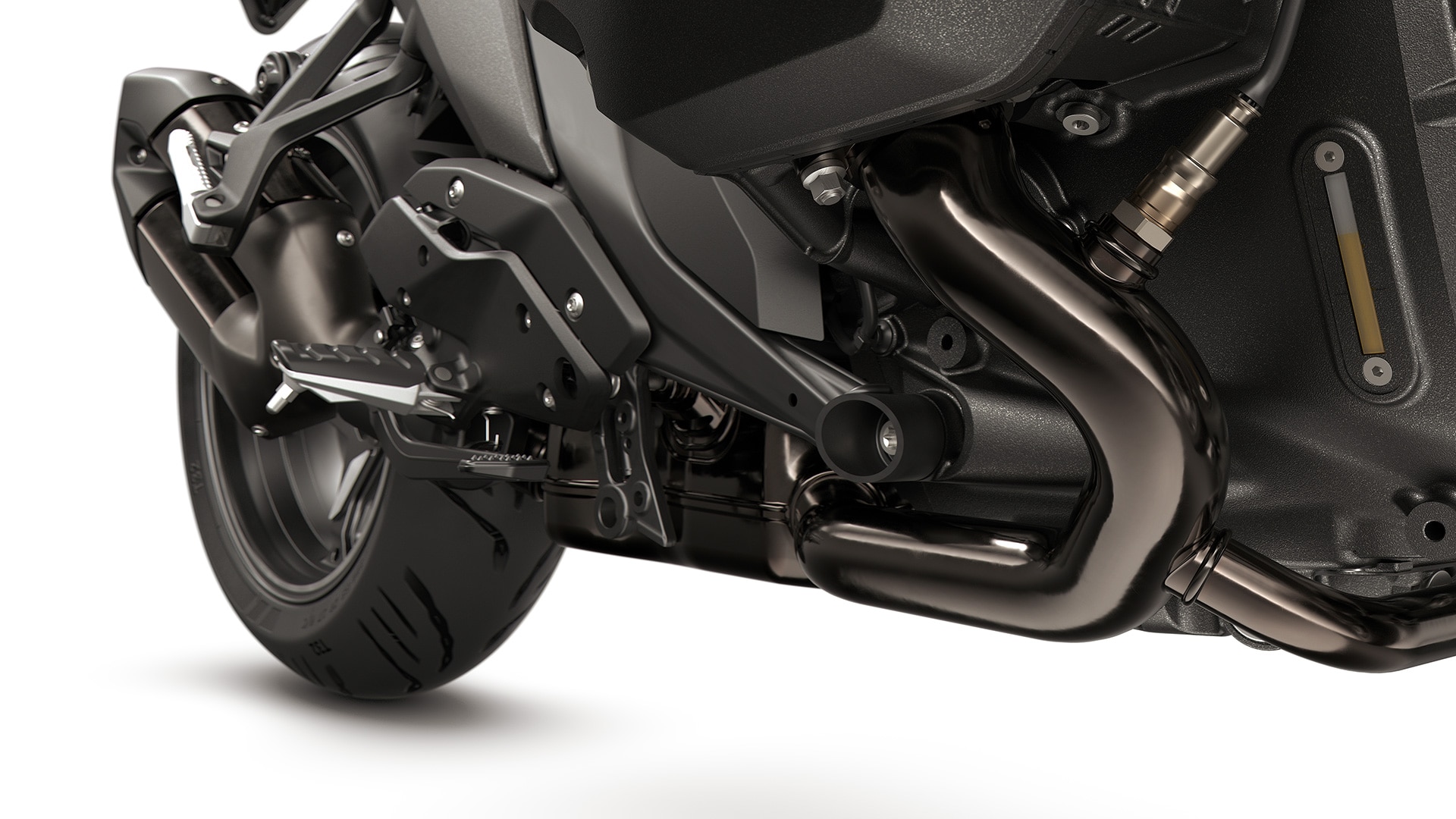 A BMW Motorrad R 1300 R modelljének Dark Chrome színű kipufogórendszere