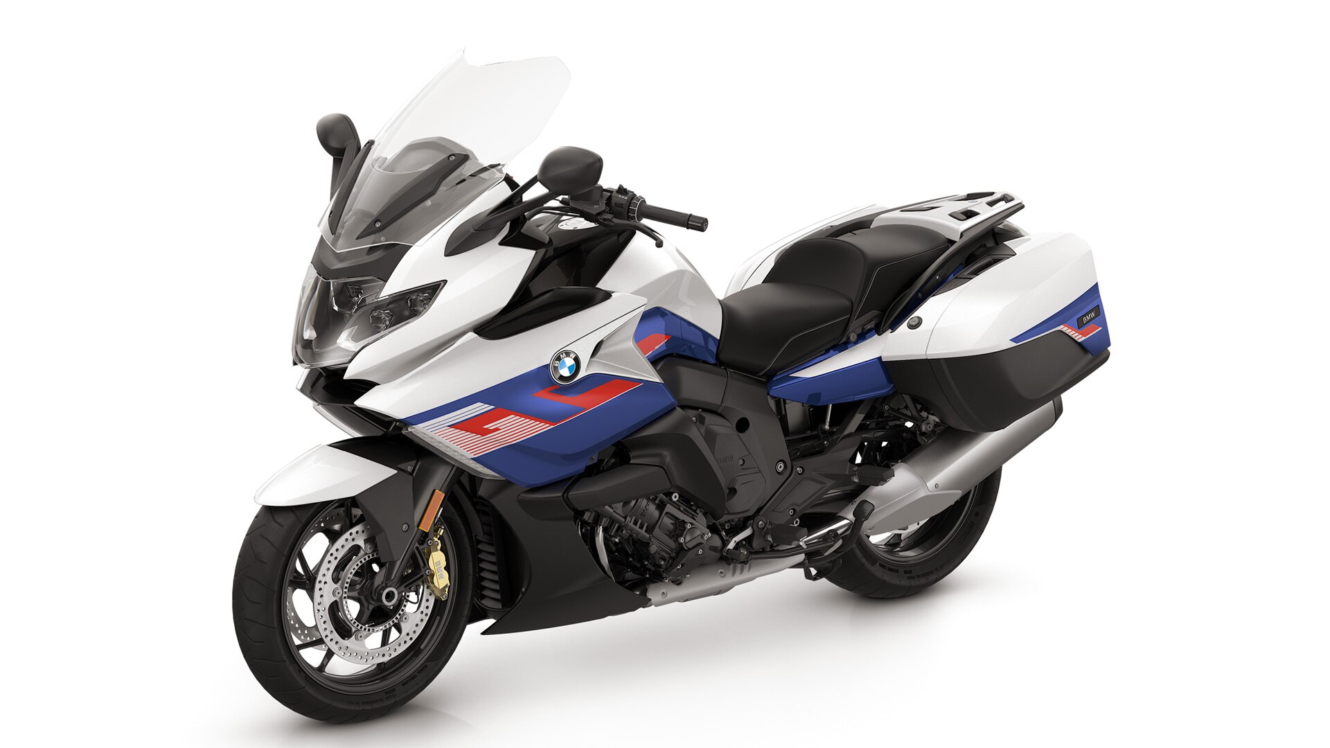 A K 1600 GT Lightwhite uni / Racingblue metallic / Racingred uni fényezéssel.